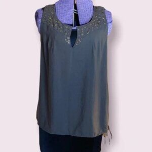 Elle Beaded Tank Khaki Green Large